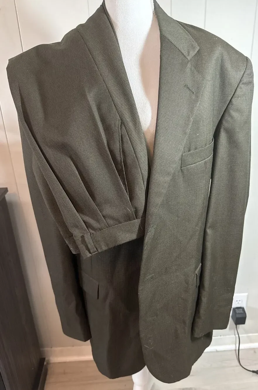 Dark Green Vintage Cellini Linea Mens Size 46L Blazer Sports Coat/pants V8